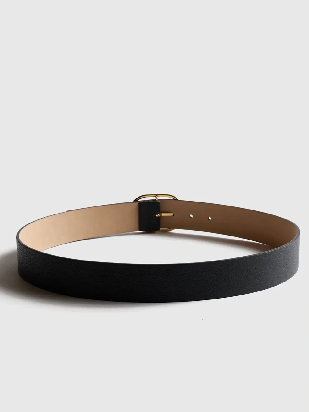 NWT Quince Cleo Oval European Black Leather Belt Size S